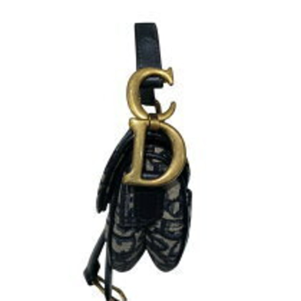 Christian Dior Saddle Bag Navy Blue Jacquard Handbag - Picture 3 of 9